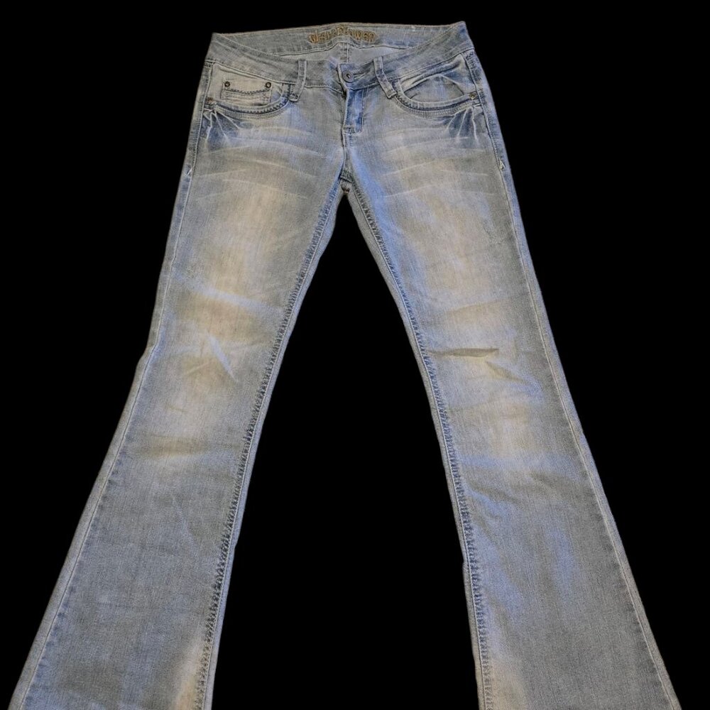 Low rise size 5 Wallflower jeans, bleach wash